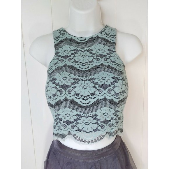 Teeze Me 2 piece Halter Dress Lace Tulle/Mesh size 5/6 Fully Lined Molded Cups - Picture 3 of 9